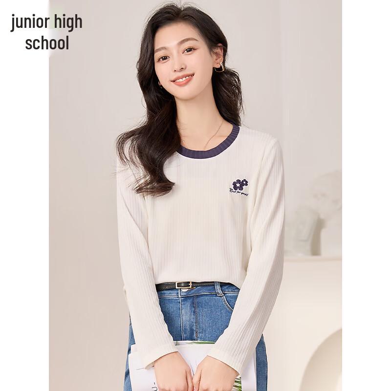 Women s Simple Fashion Color-Block Round Neck Long Sleeve T-Shirt M