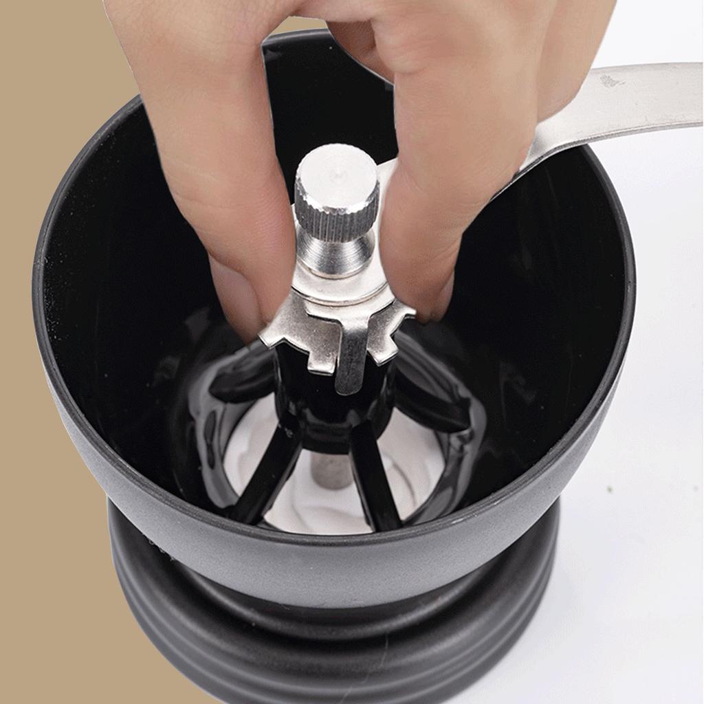 Manual Coffee Grinder Set with Conical Ceramic Burrs, Small Manual Coffee Grinder, Adjustable Coarse and Fine Grinding, Includes 2 Glass Jars, Brush,