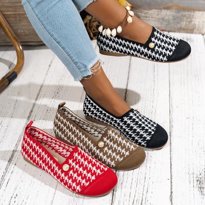 Women’s Round Toe Loafers Pearl Embellished Slip-On Breathable Casual Flats