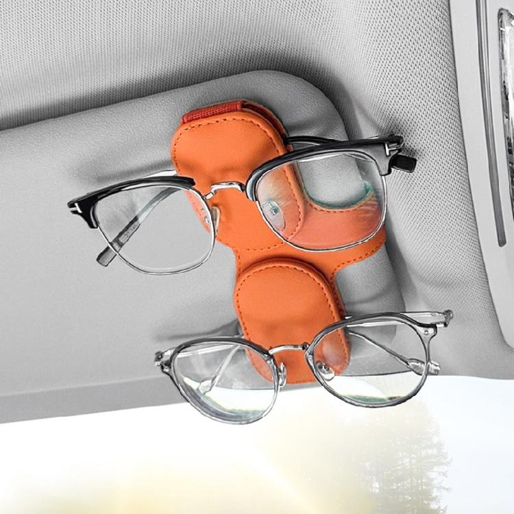 Multifunction Leather Sunglasses Card Holder Car Sun Visor Glasses Mount Hanger