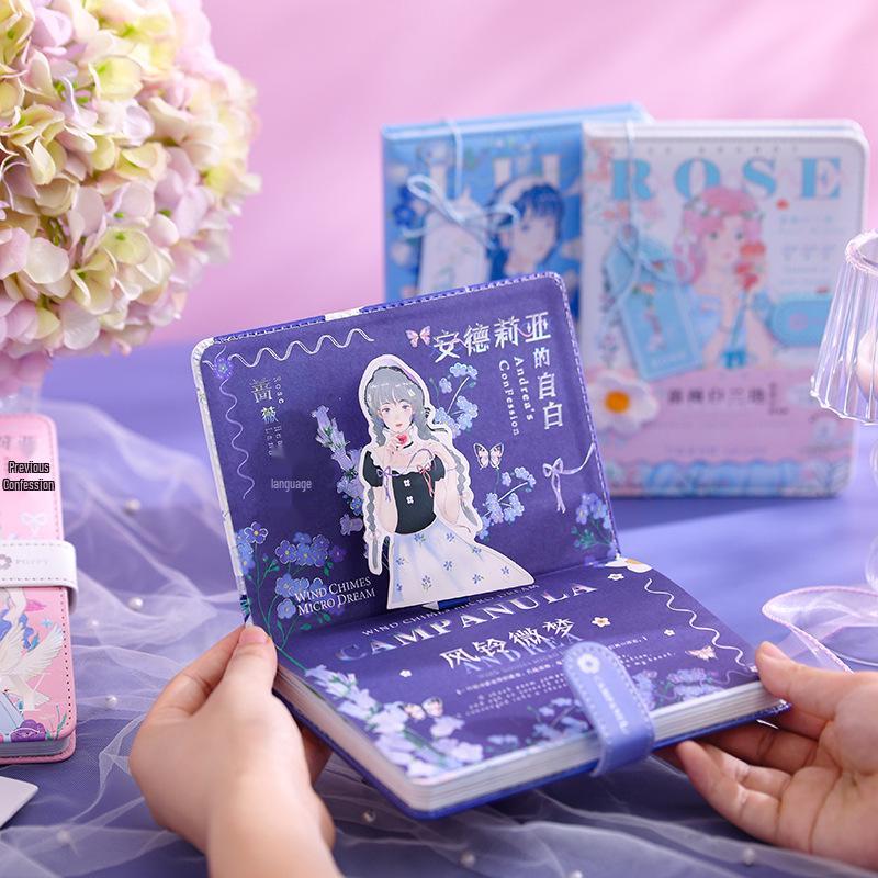 Fu You B6 PU Magnetic Buckle Rose Heartfelt Words Series Cute Girl Character Journal Notebook