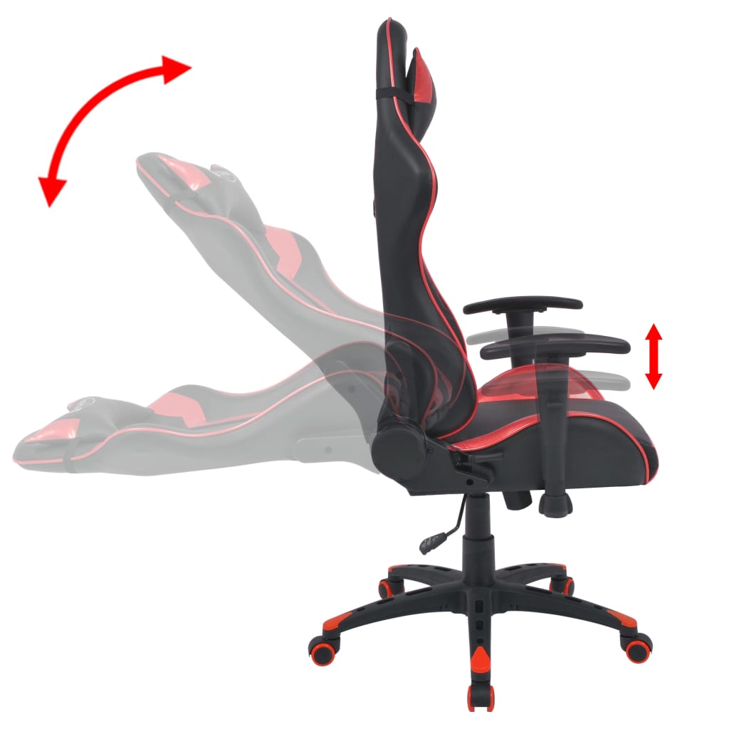 Office Chair Gaming Chair Reclining Faux Leather Red