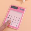 Solar Calculator Purple Transparent Touch Panel 8-Digit Screen Portable Mini Calculator for School Office Desktop Supplies