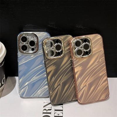 Luxury Glitzy Water Wave Textured Lens Film Case Is Available for iPhone 16 15 Pro Max 14 13 12 Pro 11 All-inclusive Fall Protection Cases