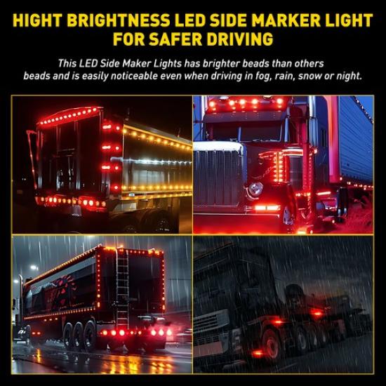 3/4" LED Strobe Light Caution Flash Warning Turn Signal Red Lamp 3-Wires 20PCS