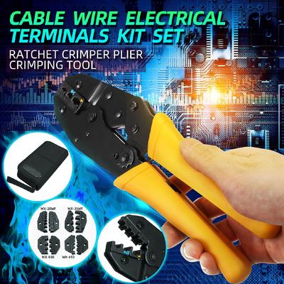 Alicate Crimpador Catraca Multifuncional Ferramenta de Crimpagem + Terminais Elétricos para Fios e Cabos Chave de Fenda Ferramentas de Eletricista 4-Em-1