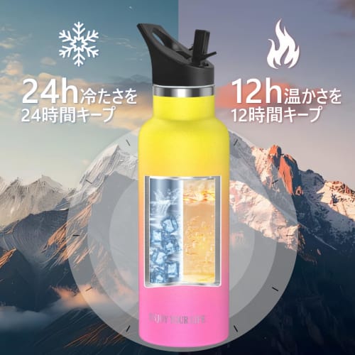 HAPPDA Water Bottle, 500ml, Insulated, Stainless Steel, Vacuum Insulated, Suitable for Carbonated Drinks, Easy To Clean, Coffee Compatible, Includes S