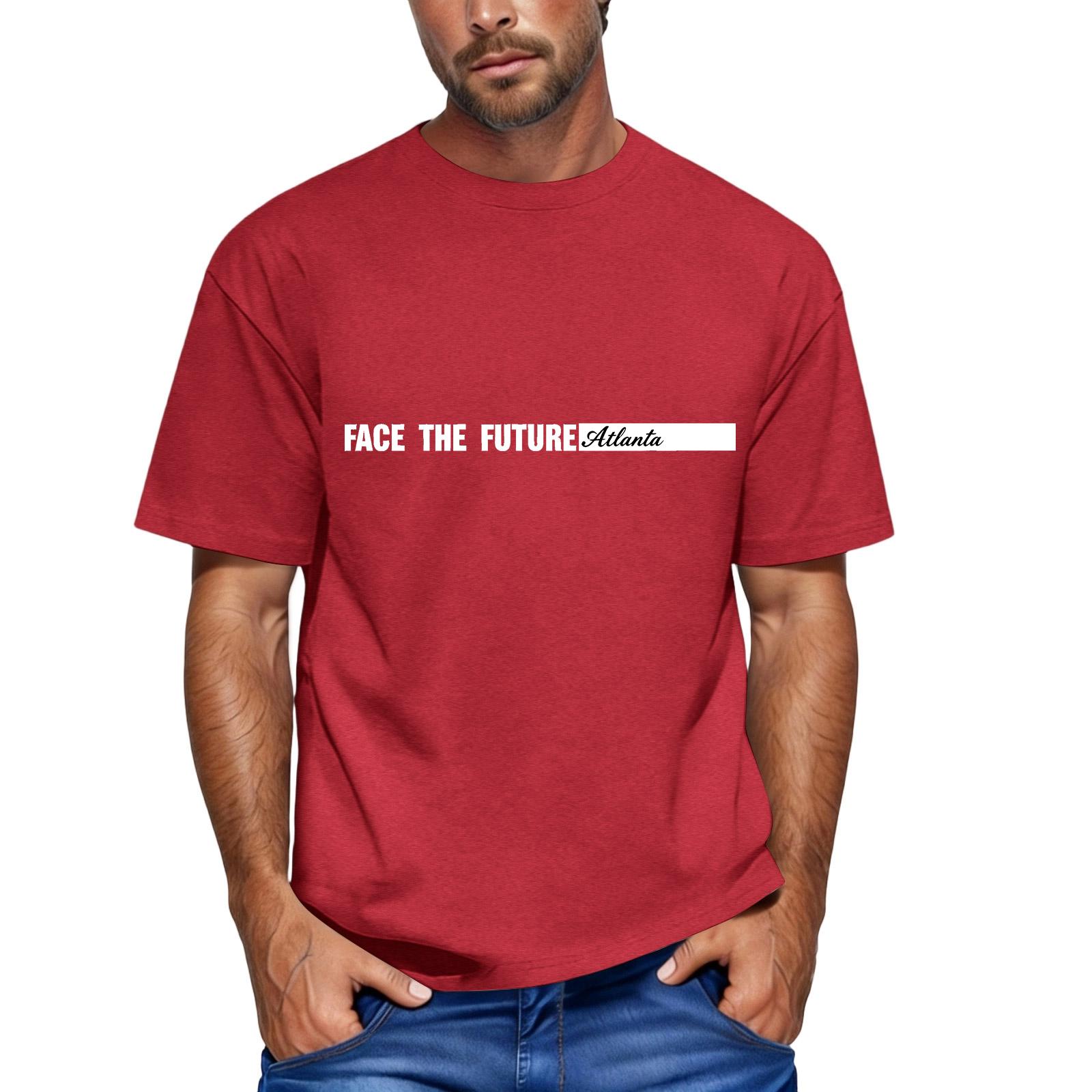 

Men s Loose Fit Casual Short Sleeve T-Shirt with Flag and Letter Print FACE THE FUTURE Graphic Crew Neck Top for Everyday Wear XL
