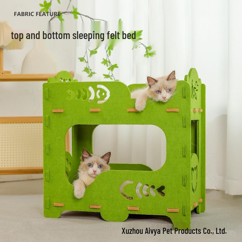 Two-Layer Cat Nest Bed: Multi-Level Felt Cave for Kittens
