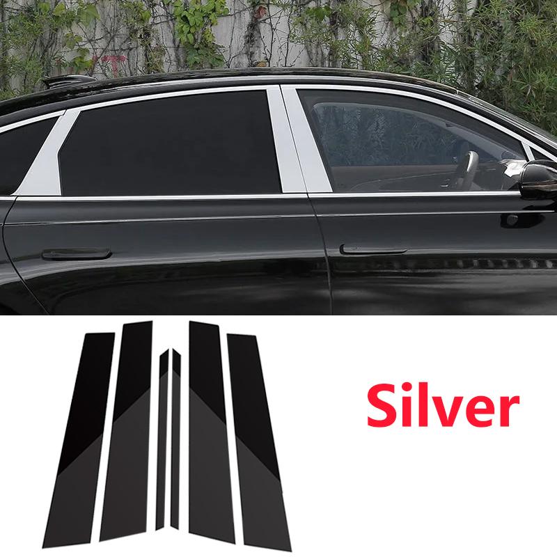 For Mercedes Benz S Class W140 MK3 1992~1999 1993 6PCS Black Carbon Window Trim Covers B C Pillar Posts Stickers Car Accessories