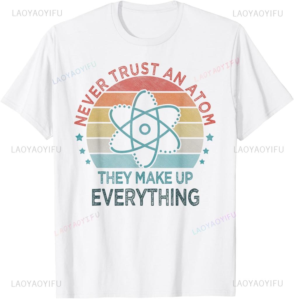 Graphic Birthday Gift  Atom Retro Style Science T-Shirt Men Clothing Streetwear Graphic T Shirts  Anime Tshirt