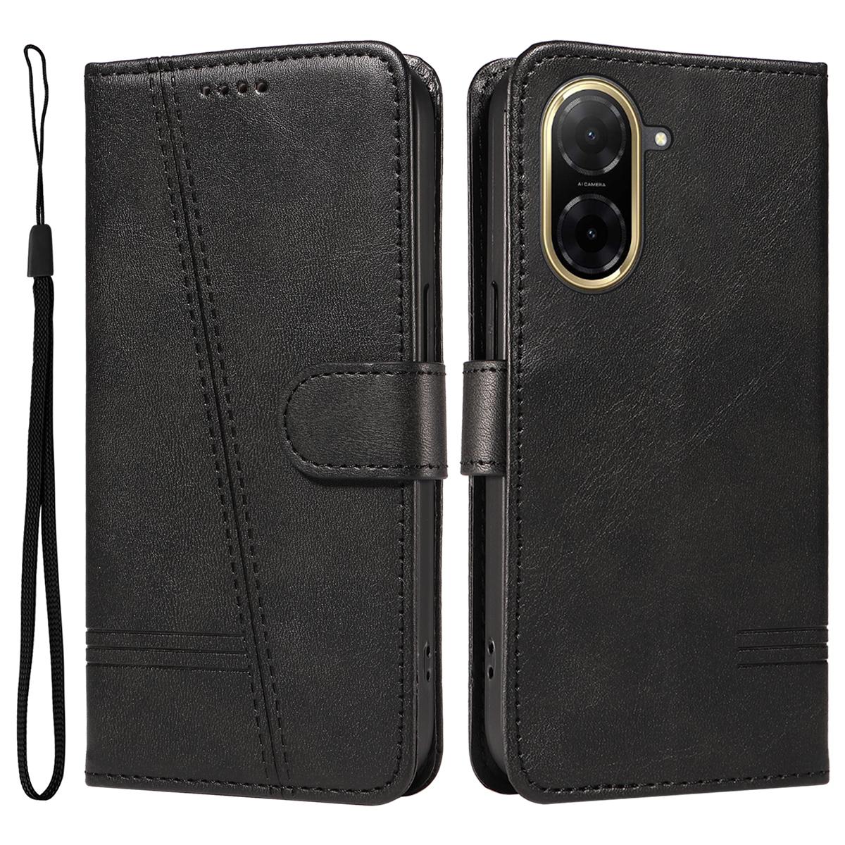 

Для Xiaomi Poco C71 4G/Xiaomi Redmi A5 4G (171,7*77,8*8,3 мм) Кошелек Чехол Т-образные линии Кожаный Чехол для телефона Подставка Black