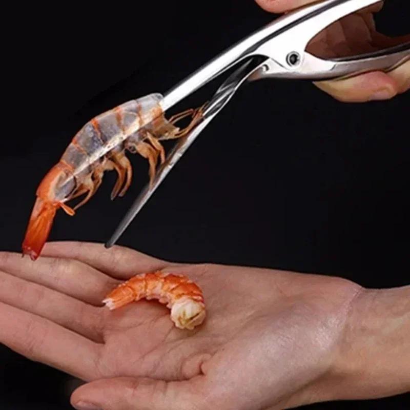 1 Pcs Stainless Steel Shrimp Peeler Portable Shrimp Removal Clip Home Kitchen Tool Lobster Sheller Shrimps Back Opening Tools