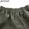 BITCED Women's Minimalist PU Leather Shorts Casual Loose-Fit Shorts