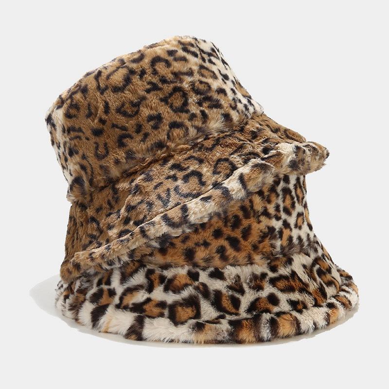 Autumn and Winter Hat Women's European and American Splicing Leopard Print Bucket Hat Outdoor Leisure Sunscreen Visor Trendy Basin Hat Wholesale