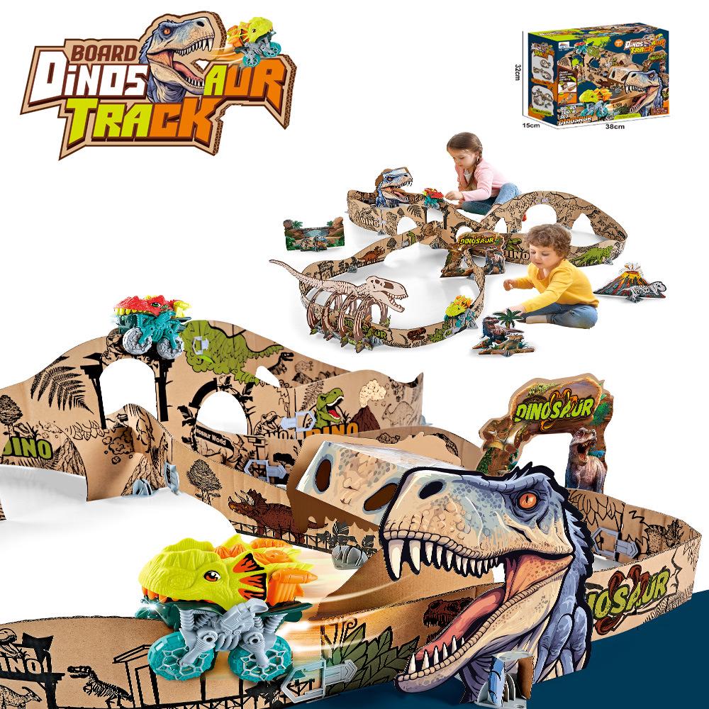 Dinosaurier Elektrische Eisenbahn Spielzeug: Anti-Schwerkraft Pädagogische DIY Bausteine Achterbahn für Kinder