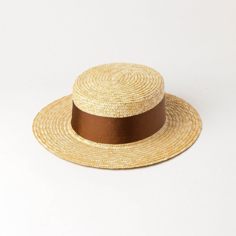 European and American spring and summer new multi-color decorative with flat-top straw straw hat outdoor travel sunscreen sunshade flat-top straw hat