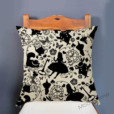 18" Alice In Wonderland Mad Hatter Cheshire Cat Children Fairy Tale Home Decoration Throw Pillow Case Cotton Linen Cushion Cover