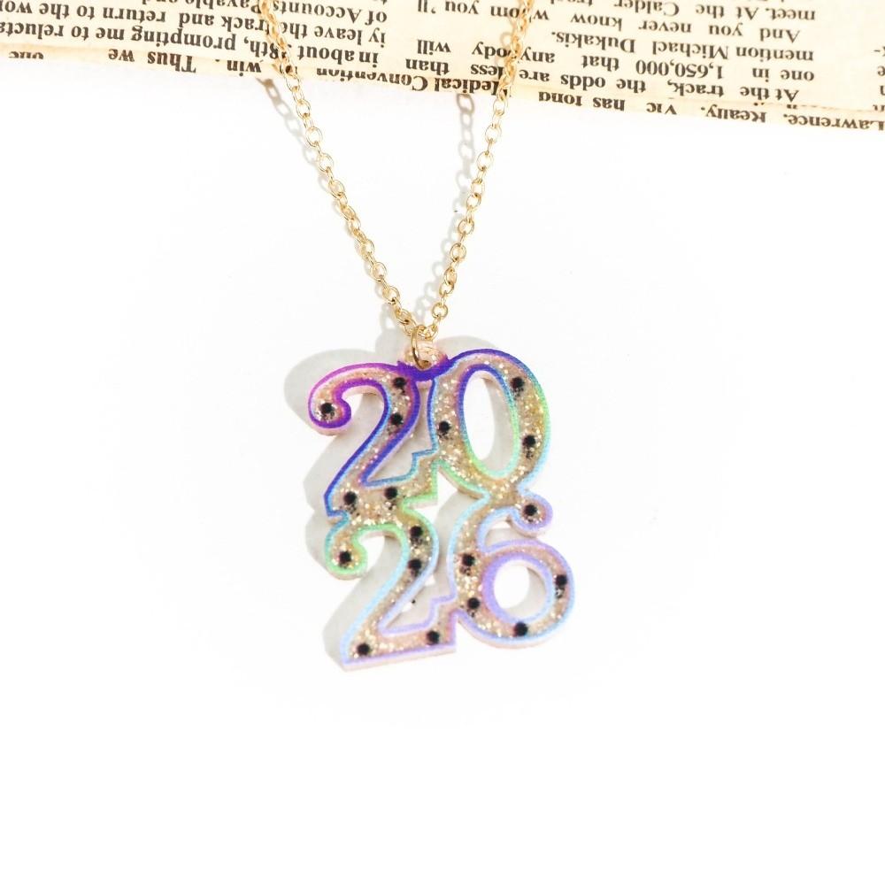 Aesthetic Happy New Year Earrings Acrylic Glitter 2026 Necklace 2026 Stud Earrings  Men/Women