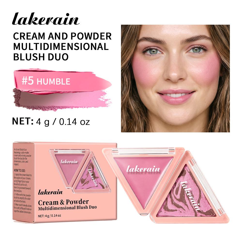 Lakerain Zweifarbige Rouge-Palette - Matt & Sanft Leuchtend, Aufbaubare Formel, Langanhaltend, Mini, Tragbarer Primer.