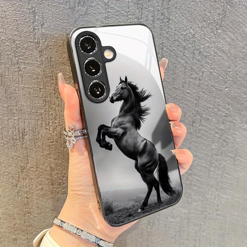Art Dark Horse Pattern Glass Phone Case Suitable for Samsung Galaxy S26 S25 S24 S23 S22 S20 FE/Ultra/Plus5G Anti Drop