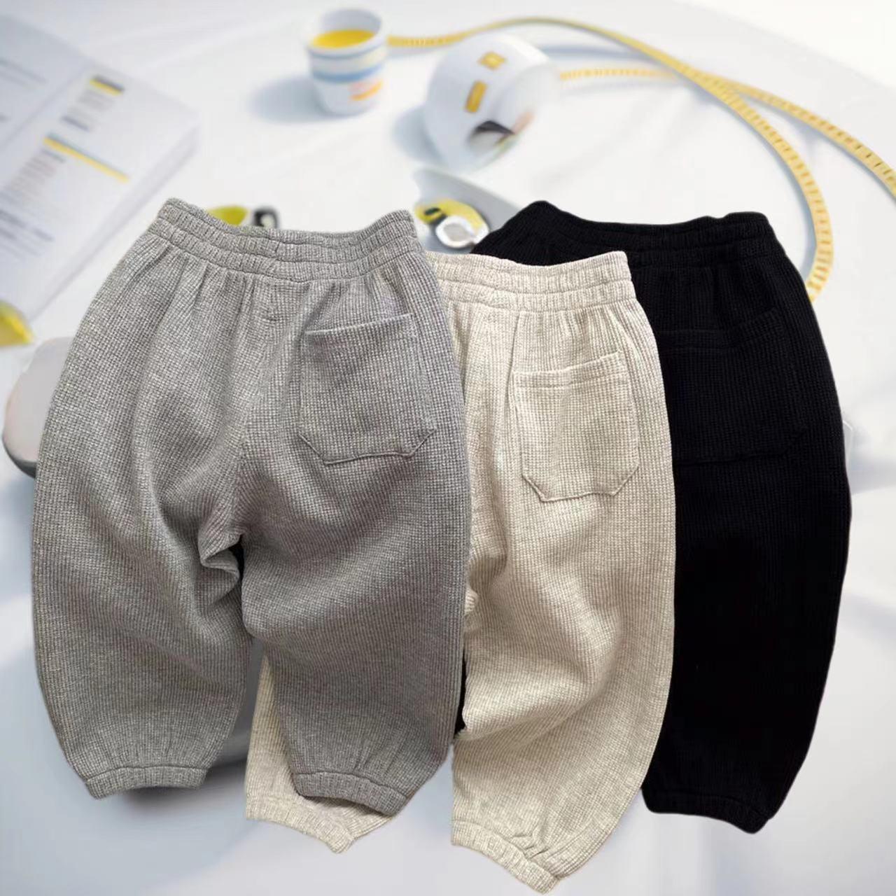 

Весенне-осенние брюки для мальчиков в вафельную клетку - С манжетами, Свободные брюки для детей 80 for height 70-80cm