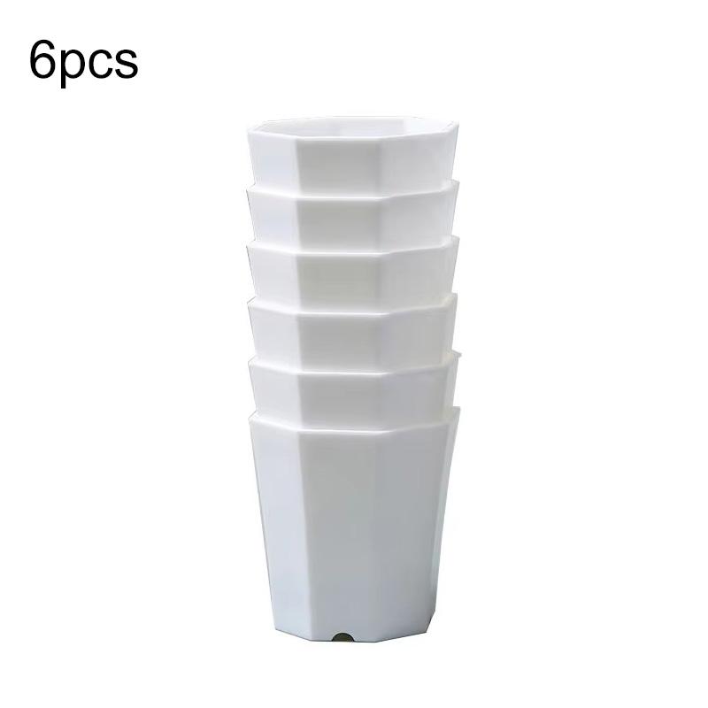 

6~24pcs Mini Octagonal Flowerpot Desktop Succulent Decoration Combination Breathable White Plastic Solid Small Seedling Pot TMZ