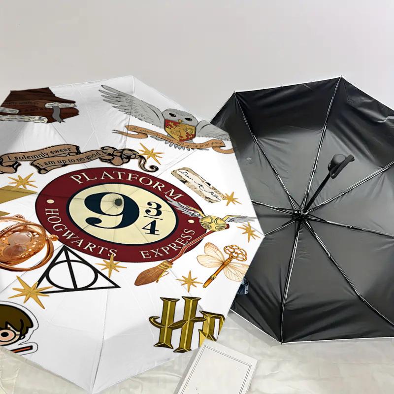 1PC Hogwarts Platform 9 3/4 Umbrella-8-Rib Reinforced, Automatic Open, Lightweight & Durable, Cute Fashion Accessory for Outdoor, D2660