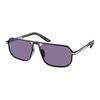 Prada Temple Logo Metal Rectangular Sunglasses Men's Black