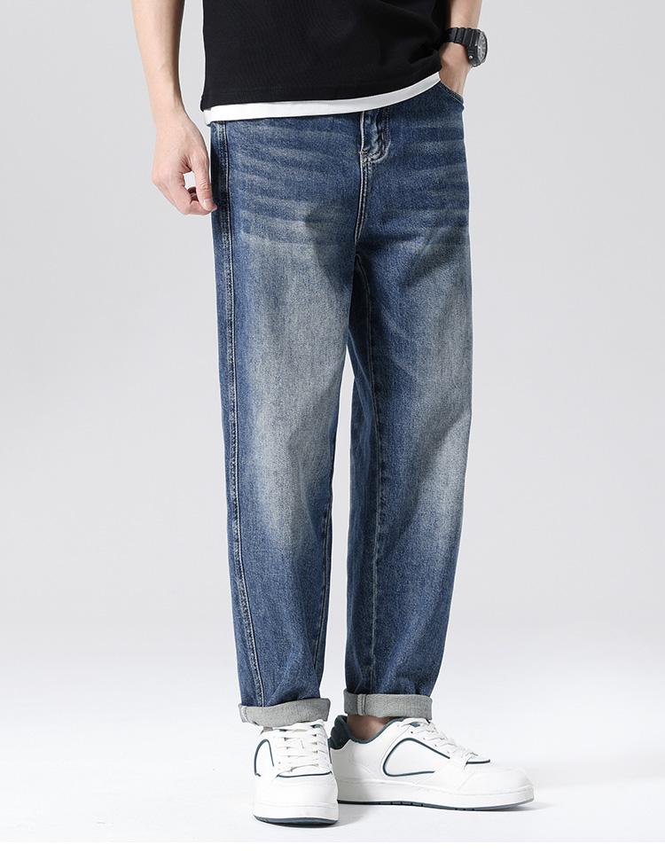 10oz Lightweight Stir Fried Sand Washed Summer Thin Denim Pants for Men