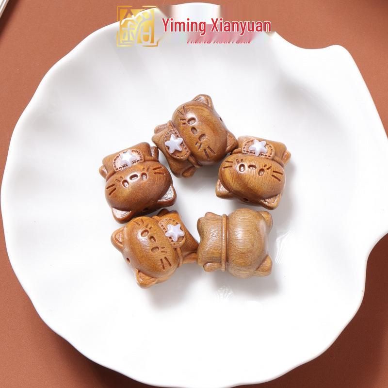 

Sandalwood Bear Cartoon Accessories: Bow, Star, Cat Beads for DIY Ornaments