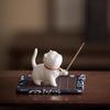 Ceramic Cat Incense Holder - Cute Aroma Burner for Home and Office