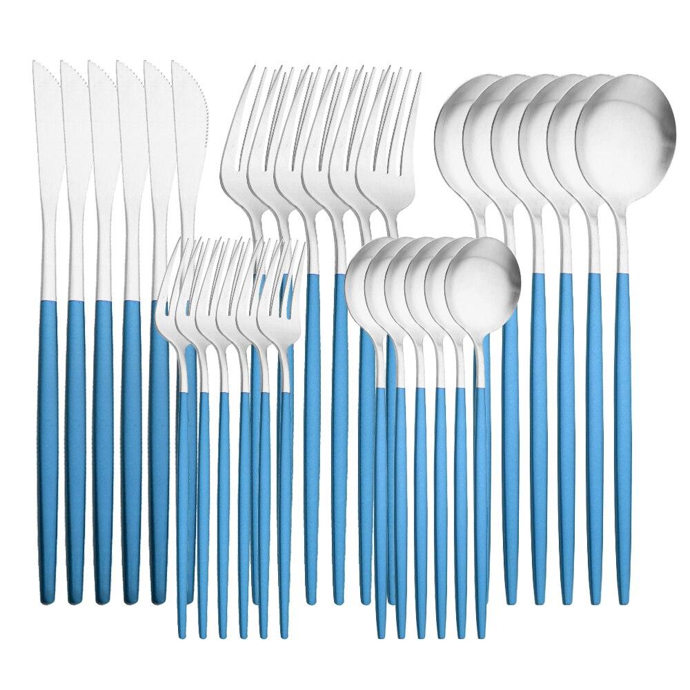 30PCS Geschirr Matte Grün Gold Bunte Edelstahl Besteck Messer Dessert Gabel Löffel Party Home Küche Geschirr Besteck Set