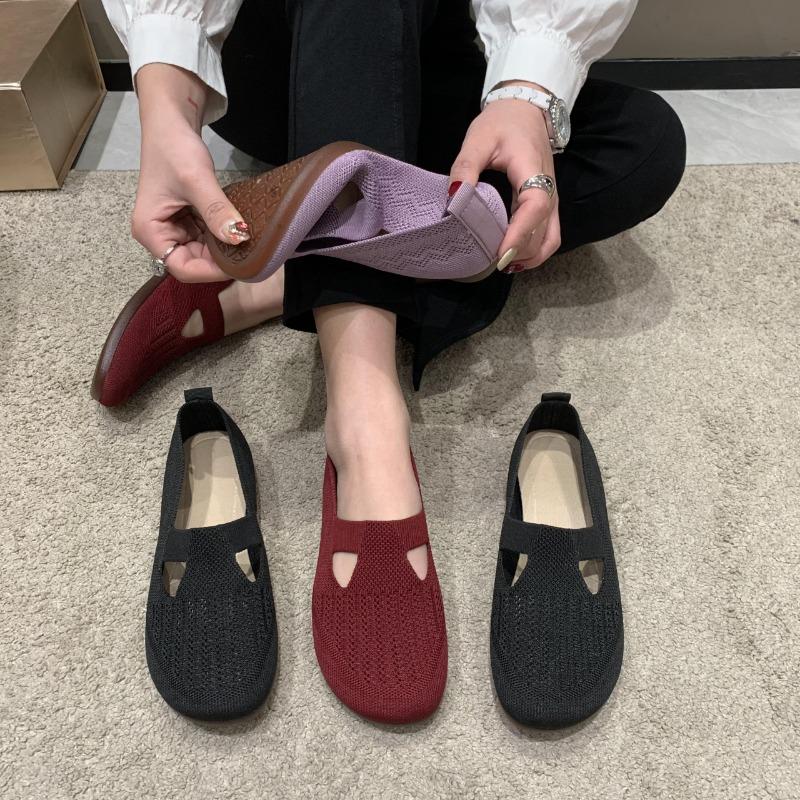 Fashion Women's Summer 2024 Simple Round Toe Design Anti-Slip Flat Low-top Shoes Outdoor Casual Comfortable Breathable Women's Shoes