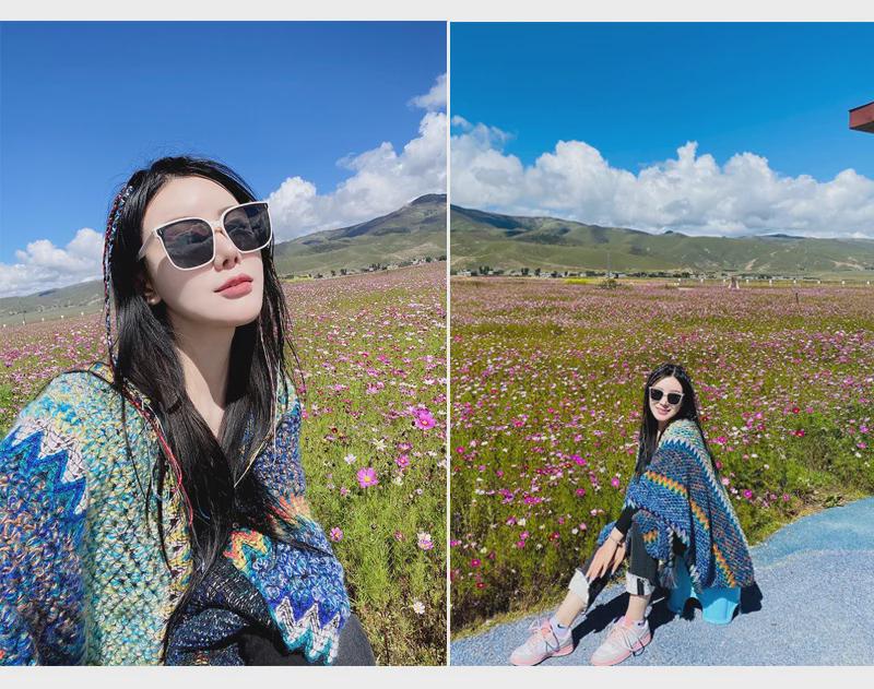 Ethnische Xinjiang Qinghai Reiseumhang & Schal: Stilvolles Fotoshooting-Tuch für die nordwestlichen Grasländer