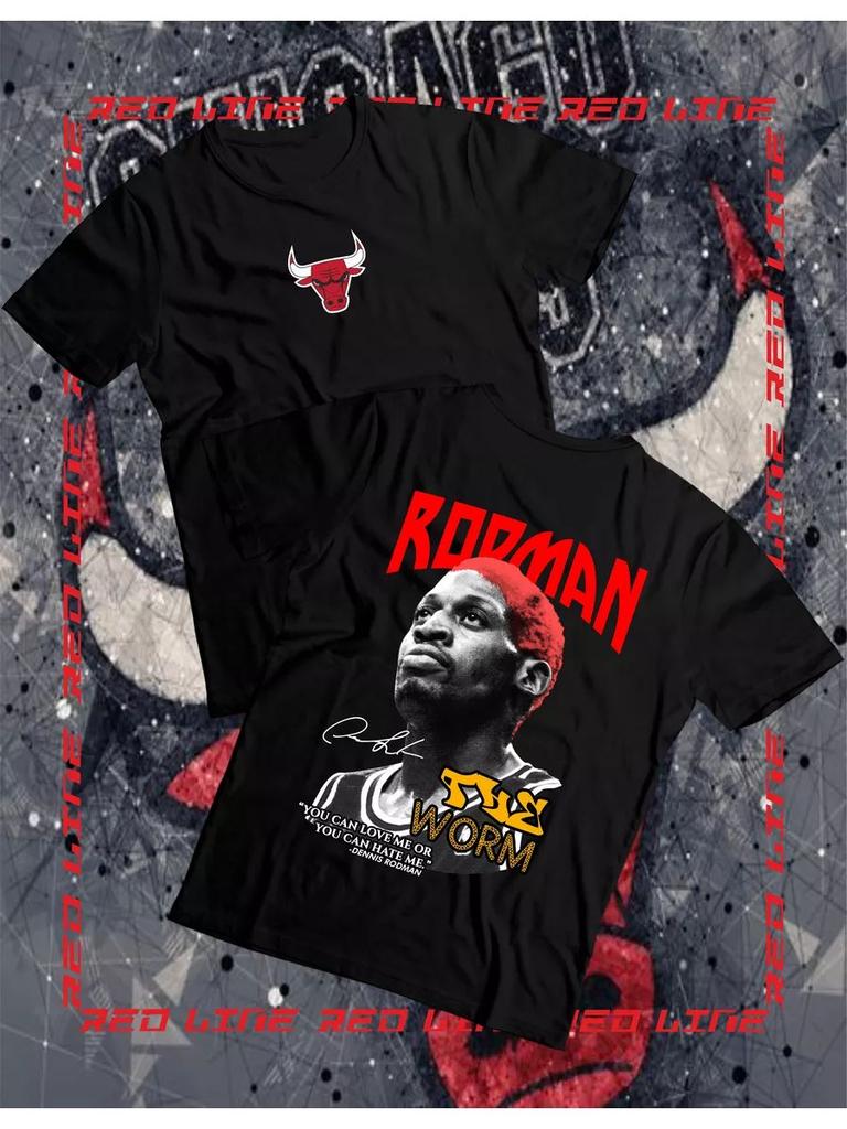 Chicago Bulls Basketball Denis Rodman Print T-Shirt