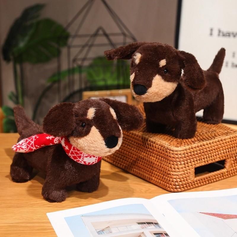 Scarf Plush Dachshund Toy Cute Animal Cartoon Doll Kids Birthday Decoration Gift