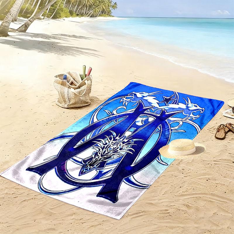 l'Oheme Logo Print Beach Towel, Large Soft Quick Dry Towel for Beach Camping Swimming