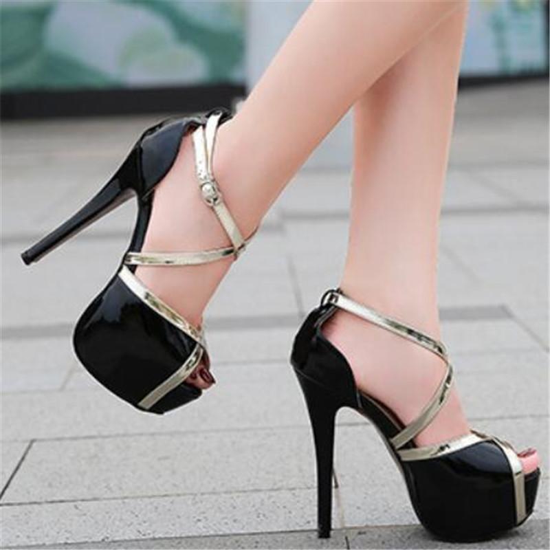 Fashion Women's Peep Toe Platform Heels Pumps Ankle Strap Wedding Shoes Mary Jane Thick High Heels Size 35-46