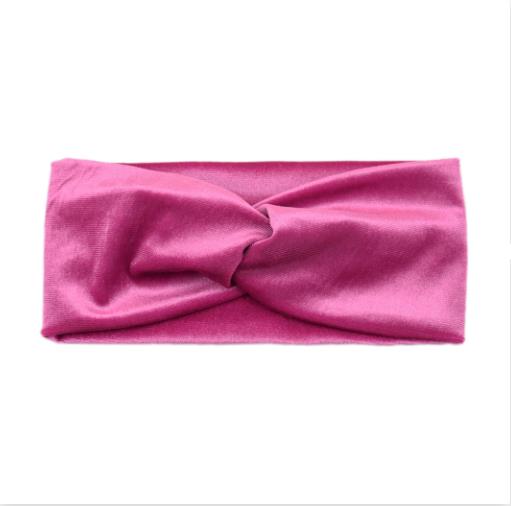 Fashion Solid Color Gold Velvet Cross Stretch Fabric Women Girl Headband Headpiece Turban Bandage Hair Accessories Headwear