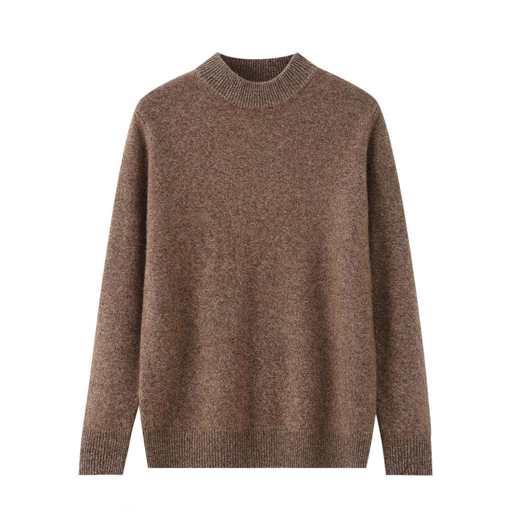 Men's Thick Heather Yarn Cashmere Sweater - Half-High Collar, Light Luxury, Warm for Autumn/Winter, New Style Knit Base Layer