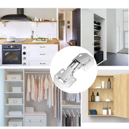 Set of 4 Concealed Steel Hinge Sliding Hinge Repair Kit for Doors, Cabinets, and Shelves, Includes 16 Screws, Mute, Rust-Resistant, No Drilling Requir