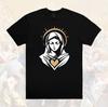 Virgin Mary T-Shirt | Immaculate Heart Blessed Mother Art, Black Gold Graphic Tee