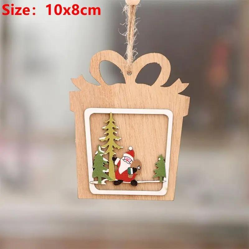 10CM 3D Wooden Five-Pointed Star Bell Pendant Christmas Tree Hanging Decoration for Home Decor Party Happy New Year 2026 Navidad