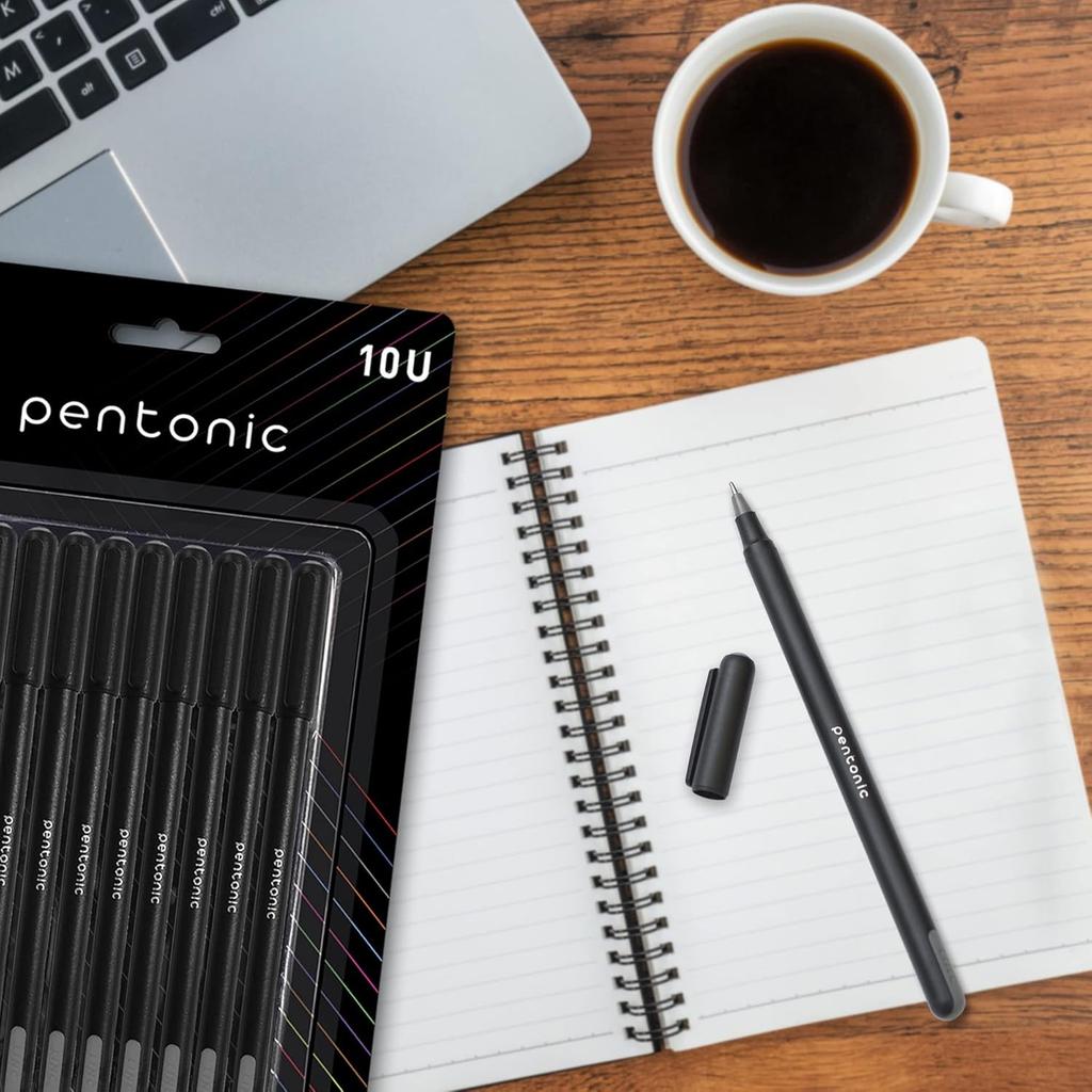 Pentonic 0.7 Mm Black Ball Pen Blister Pack of 1 X 10pcs | Smooth Writing for Office, School & Home