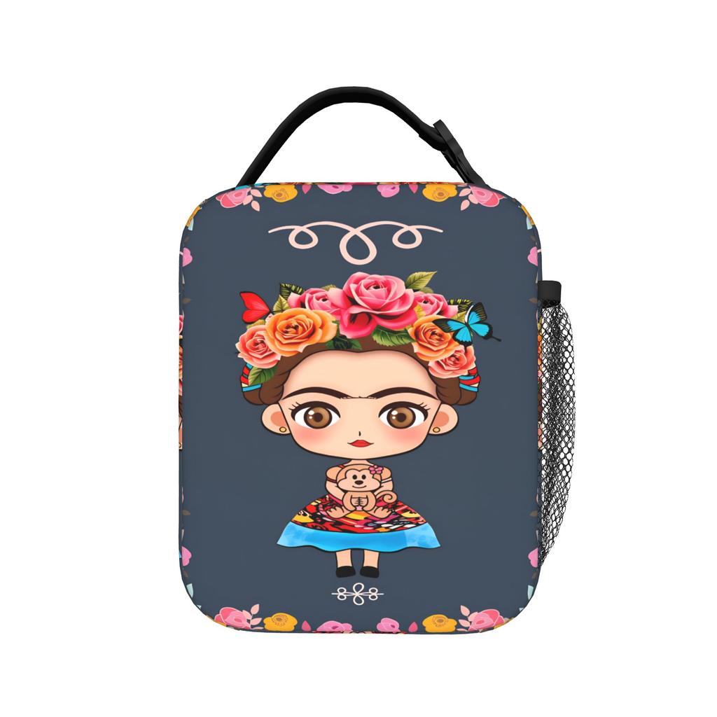 Fridas Mexican Artist Lunch Bag Funny Lunch Box For Unisex Office Portable Zipper Cooler Bag Oxford Custom Thermal Lunch Bags