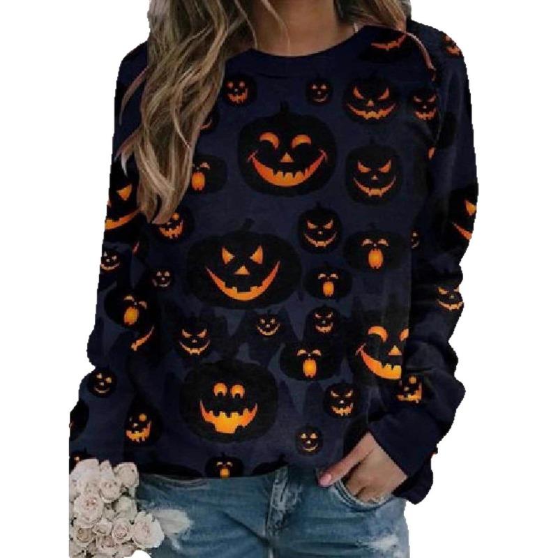 2025 autumn and winter Halloween element explosion 3D digital printing women's crew neck sweater