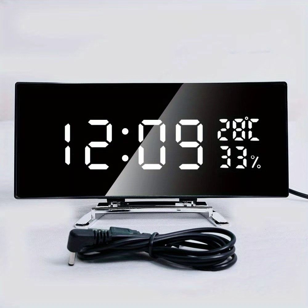 Curved Screen Desk Clock Large Table Clock Modern Digital Alarm Clock  Desk Use