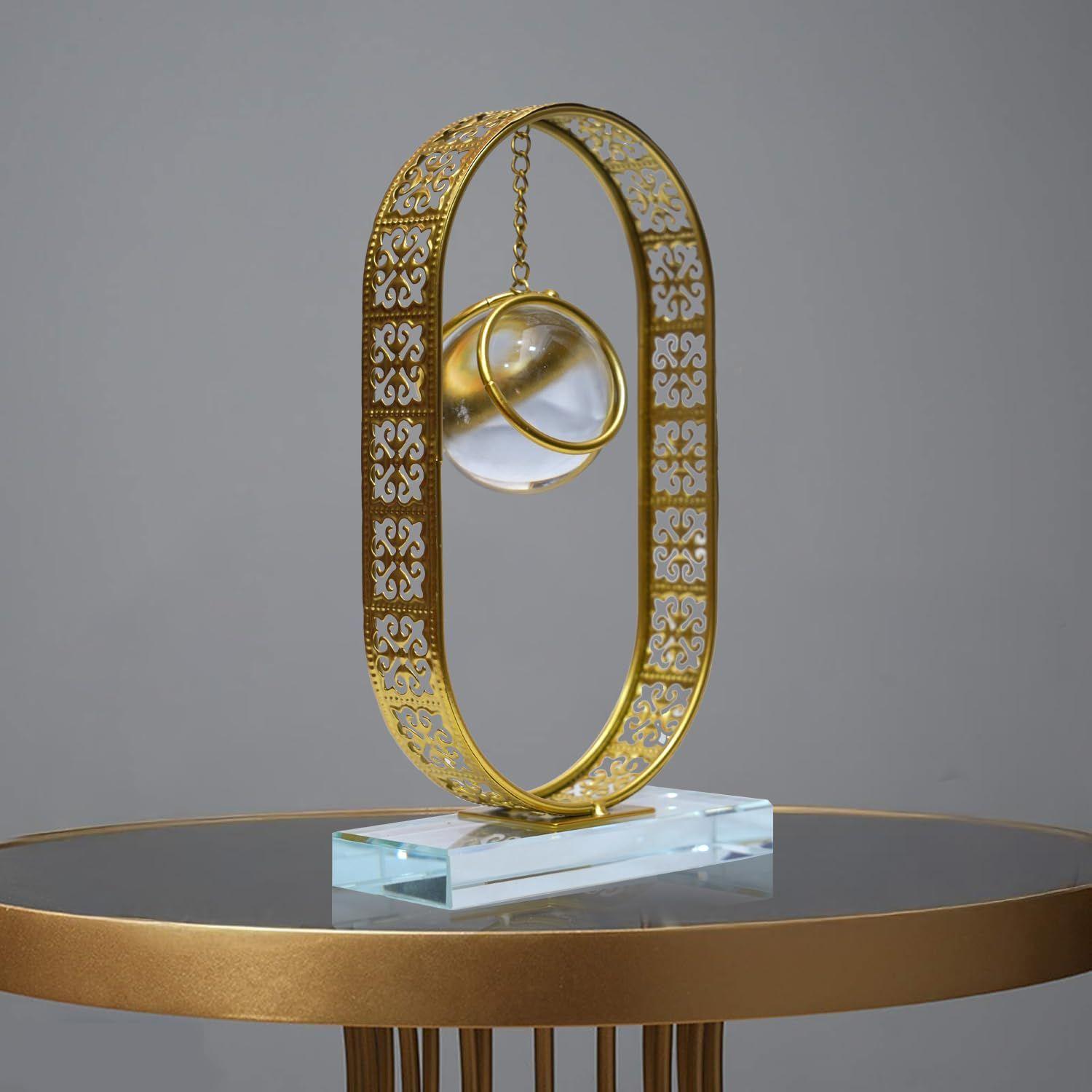 

Clear Crystal Ball with Stand, Light Luxury Crystal Sphere for Gift, Gold Art Deco for Photography Ornaments, Bookcase, Wedding, Party