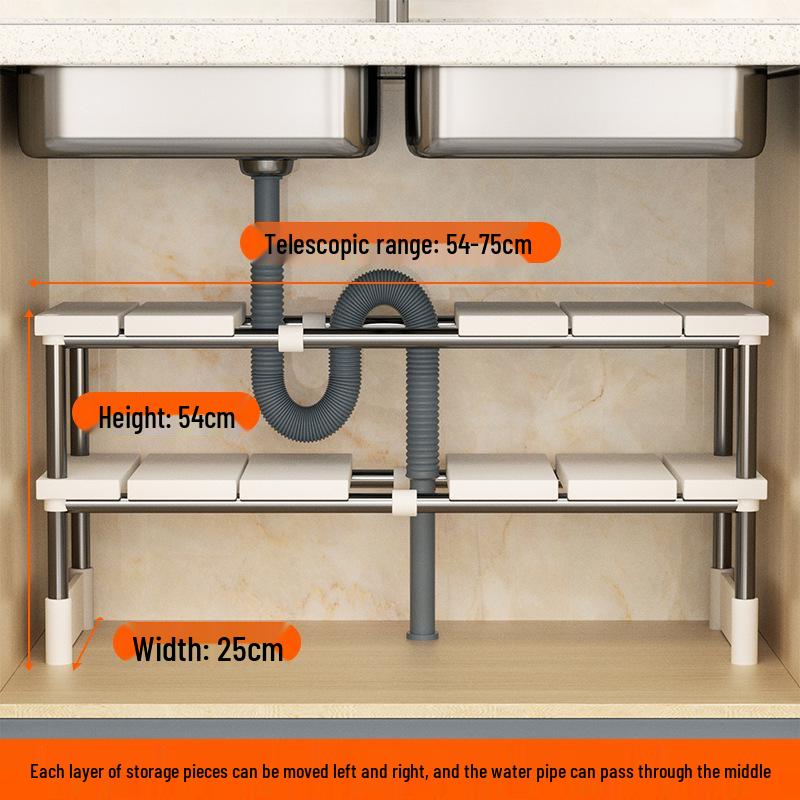 Retractable Under-Sink Kitchen Storage Rack
